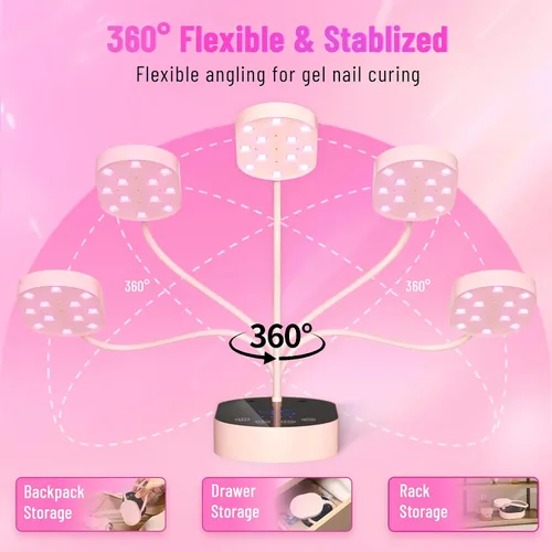 Miniatura 5 de Lámpara de curación flash, 36 W, mini gel inalámbrico x lámpara de uñas de curación, sensor automático, cuello de cisne, portátil, USB, secado