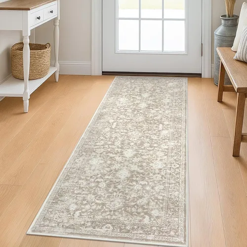 Miniatura 53 de KILOCOCO Alfombra lavable de 2 x 3 para entrada, estampado floral vintage, suave, antideslizante, azul, alfombras de cocina, tapete