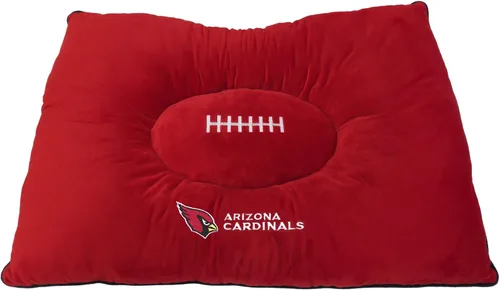 NFL PET Bed - Cama de almohada de felpa suave y acogedora de Arizona Cardinals. Cama de fútbol para perros. Cama de colchón deportivo cálido para