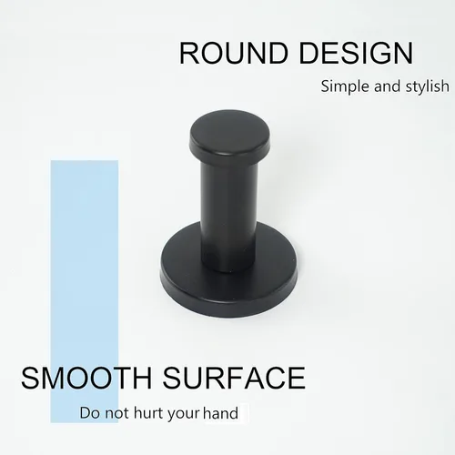 Miniatura 3 de Ganchos para toallas de baño, paquete de 6 ganchos redondos para abrigos, gancho resistente para bata montado en la pared, colgador de ropa Negro