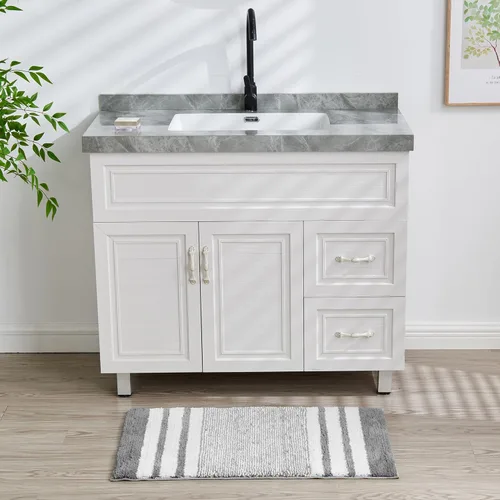 Miniatura 7 de CozeCube Alfombras de baño para baño antideslizantes, alfombra de baño de microfibra absorbente esponjosa lavable, alfombras de baño estéticas, Gris
