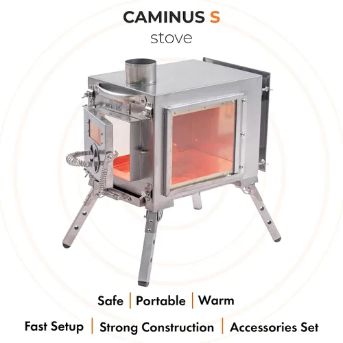 Miniatura 3 de Rbm Outdoors Estufas de camping para tiendas de campaña, refugios, yurtas. Estufa plegable portátil de leña para campamento, cocina al aire libre.
