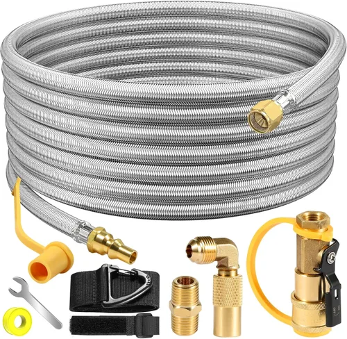 Miniatura 11 de Manguera de conexión rápida de propano de 12 pies para RV a parrilla de gas, manguera de propano de conexión rápida para RV de 1/4 pulg. hembra