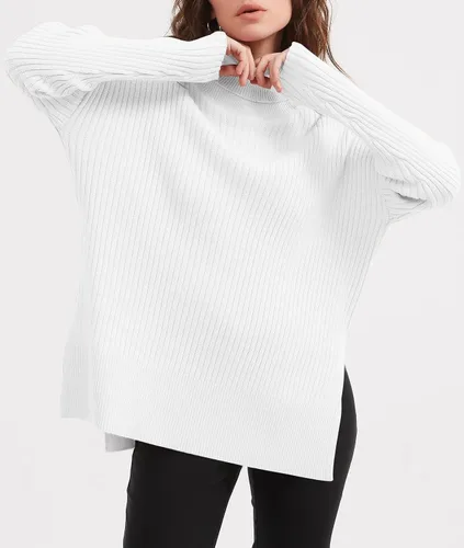 Miniatura 3 de LILLUSORY Suéter de cuello alto de gran tamaño para mujer 2023, suéter de punto acanalado de moda para otoño
