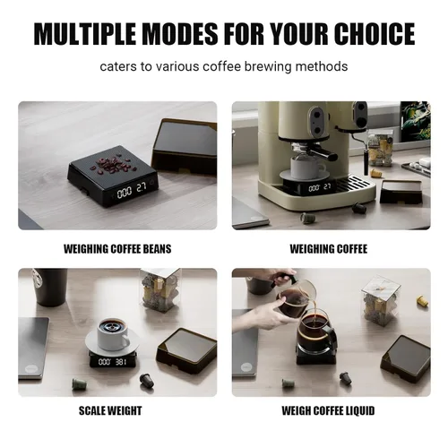 Miniatura 8 de Báscula de café con temporizador – Escala de café expreso con temporizador mini recargable, portátil, pequeña y compacta para granos de café