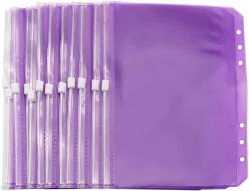 Miniatura 8 de Bolsillos para carpeta A5, color rosa, 12 unidades, con cremallera, bolsas de hojas sueltas, 6 agujeros, organizador de cremallera de PVC, carpeta