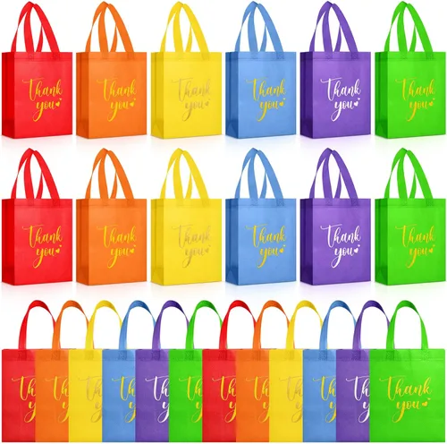 Miniatura 29 de Sweetude 30 Bolsas de Regalo de Agradecimiento con Asas a Granel Bolsa de Dulces Reutilizable No Tejida Plegable Bolso de Mano para Regalos