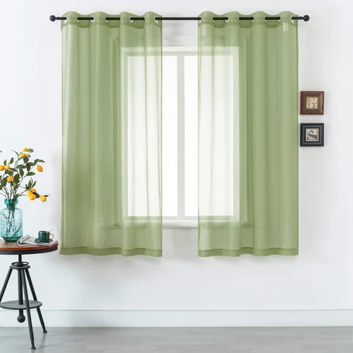 Miniatura 25 de DUALIFE Cortinas Amarillas de 72 Pulgadas de Largo para Dormitorio Juego de 2 Paneles con Ojales Ventana Semi Voile Filtrado de Luz Cortinas