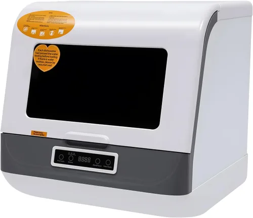Lavavajillas portátil de 1200 W 110 V, mini lavavajillas con 3 programas de lavado y función de secado al aire, control de microcomputadora de gran