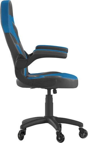 Miniatura 7 de Flash Furniture X10 - Silla de juegos de carreras, oficina, computadora, silla ajustable con brazos abatibles y ruedas de rodillo transparentes, Azul
