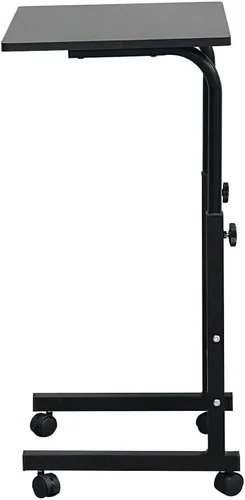 Miniatura 6 de SSLine Mesa de aperitivos con ruedas, escritorio elevable para computadora portátil, bandeja de TV móvil en forma de C, para sofá, silla, mesa
