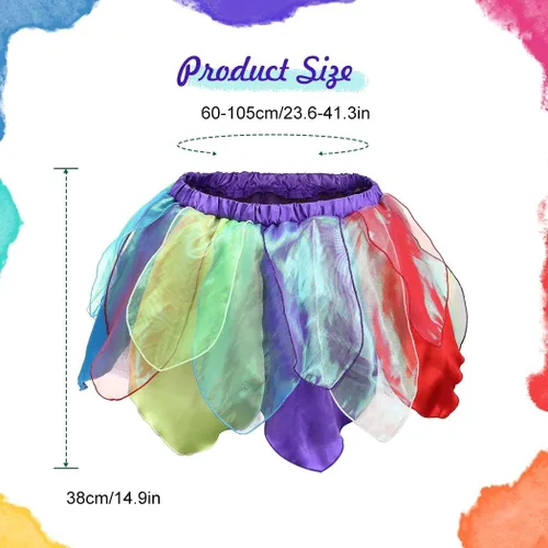 Miniatura 6 de Nicute Falda de baile arco iris, falda de vientre de pétalos, falda de tul en capas, falda de elfo en capas, falda de fiesta, disfraz para mujeres