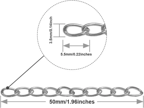 Miniatura 2 de 100 cadenas extensoras de plata para hacer joyas, cadena de extensión extraíble de acero inoxidable para hacer collares, pulseras, tobilleras