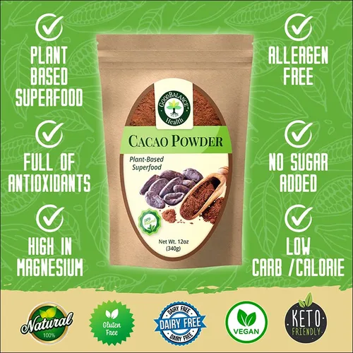 Miniatura 4 de Good Balance Health - Cacao en polvo orgánico Cacao en polvo crudo sin azúcar para hornear, batidos y chocolate caliente Superalimento a base