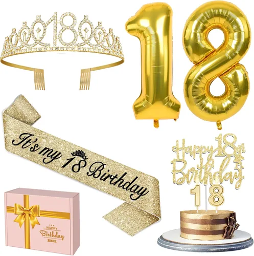 Miniatura 42 de Decoraciones doradas de 70 cumpleaños para mujer con banda y tiara de cumpleaños 70, adorno para pastel y velas, globos de números, regalos de 70