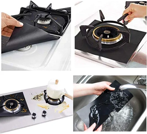 Miniatura 6 de BOMJJOR - Juego de 8 fundas de revestimiento para horno y quemadores de estufa, protectores de gas reutilizables de 10.6 x 10.6 pulgadas, cubierta
