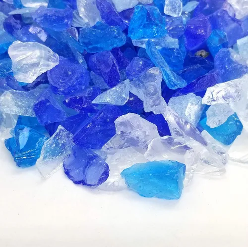 Miniatura 5 de (5 libras de mezcla de cobalto y azul de primera calidad, para interiores y exteriores, vidrio de fuego triturado para interiores y exteriores