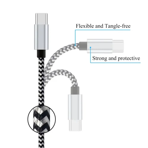 Miniatura 3 de Ailun - Paquete de 3 cables USB tipo C de 6 pies, cables de sincronización tipo C a USB de carga rápida, con trenzado de nailon para el teléfono