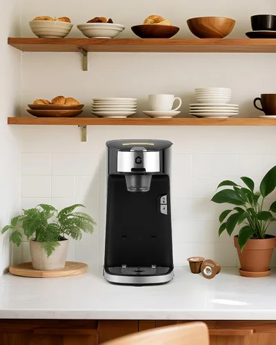 Miniatura 6 de Garvee Cafetera de una sola porción, cafetera pequeña de una sola taza con tanque de agua de 18.6 onzas para cápsula, molido y té, cafetera portátil