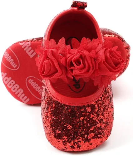 Miniatura 7 de Antheron Baby Girls Mary Jane Flats - Mocasines para bebé con suela suave, diseño floral brillante