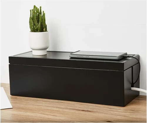 Miniatura 2 de Changsuo Caja organizadora de cables de madera, caja organizadora de cables para cable de extensión, protector de sobretensiones, organizador