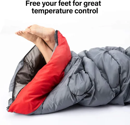 Miniatura 9 de BISINNA - Saco de dormir con almohada - Saco de dormir para 4 estaciones, ligero, impermeable, cálido y lavable para adultos, niños, mujeres, Gris
