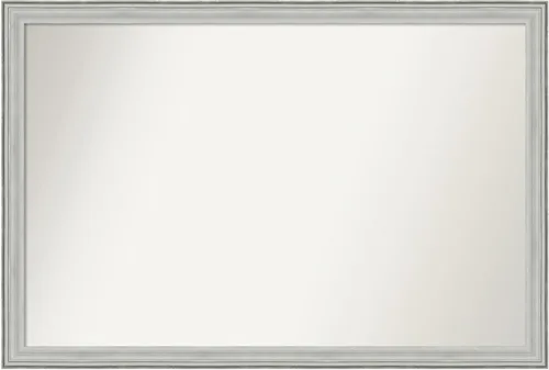 Miniatura 114 de Amanti Art Espejo de baño plateado para sobre fregadero, 25 x 25 pulgadas, espejo de tocador cuadrado estrecho de níquel cepillado, marco de madera