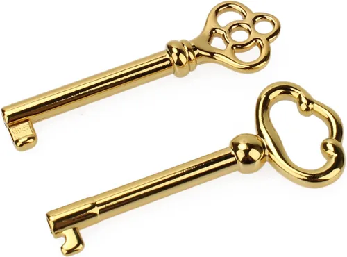 Llave de esqueleto genérica KY-2 y KY-3 latón antiguo chapado en latón hueco llaves antiguas (superficie chapada en oro) para gabinetes, puertas,