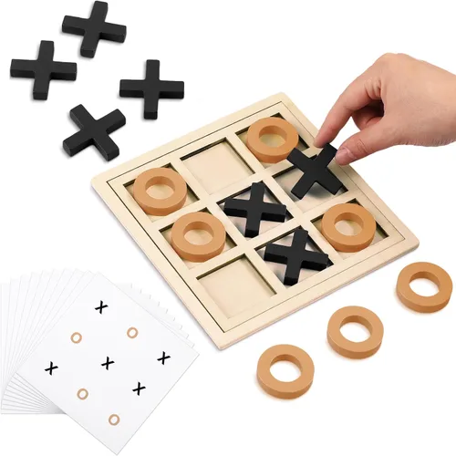 Seenelling Juego de madera jumbo de Tic Tac Toe Actividades de demencia para personas mayores con Alzheimers con plantillas de rompecabezas y juego
