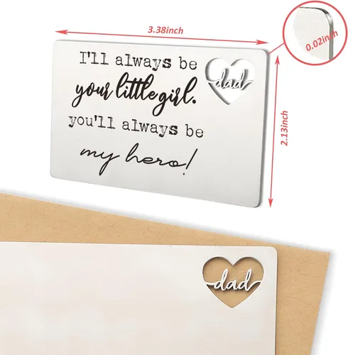 Miniatura 9 de YODOCAMP Tarjeta de billetera con texto en inglés "Thank You Dad", tarjeta de cartera grabada para mi papá de hija e hijo, cumpleaños, día