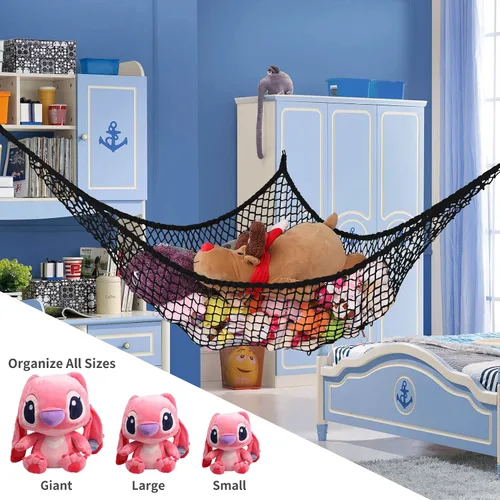 Miniatura 5 de Hamaca de animales de peluche, red de almacenamiento de hamaca de juguete, soporte de red de malla para juguetes de malla gigante, esquina de pared