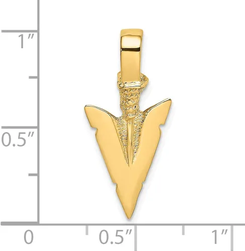 Miniatura 3 de Colgante de oro amarillo macizo de 14 quilates con diseño de flecha en 3D, 1.260in x 0.472in