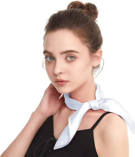 Miniatura 4 de Zando Bufanda de seda cuadrada de gasa de color sólido, bufandas retro para mujer, bufandas para el cuello, bufanda, monedero, bufanda
