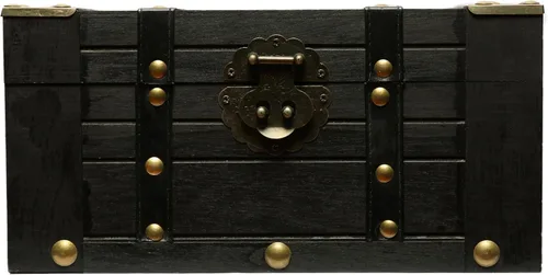 Cofre del tesoro de madera y cuero con pestillo, almacenamiento, regalo, decoración, cofre de pirata, caja de manualidades vintage hecha a mano para