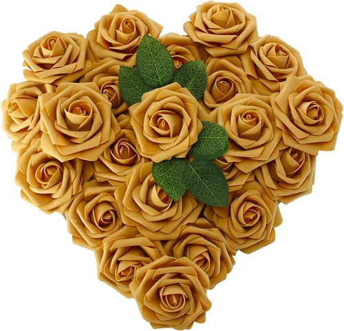 Miniatura 17 de 25 rosas artificiales de color púrpura con tallo largo, de espuma falsa con sensación real, para decoración, ramos de boda, centros de mesa, ducha