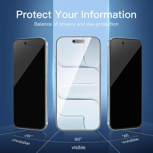 Miniatura 4 de NEW'C Paquete de 3 protectores de pantalla de privacidad para iPhone Air/iPhone 17 Air (6.5 pulgadas), película de vidrio templado antiespía