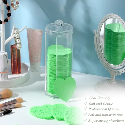 Miniatura 7 de Sieral 120 unidades de esponjas faciales comprimidas con contenedor, almohadillas desechables para la limpieza del rostro, exfoliación, remoción