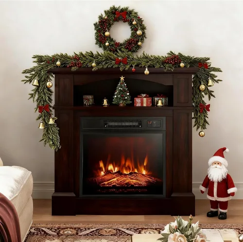 Miniatura 10 de SIMOE Chimenea eléctrica de 32 pulgadas, chimenea eléctrica independiente para interiores con control remoto, llama realista, termostato y Blanco