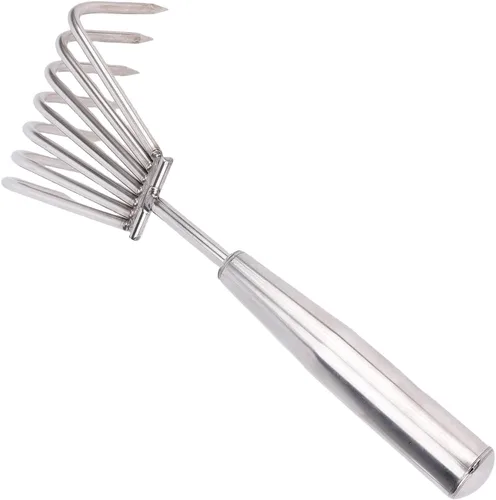 Miniatura 4 de Keenso Hand Rake, Stainless Steel Durable Garden Cultivator, 7 Tines for Weeding and Loosening Soil in Gardens and Beaches