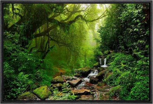 Miniatura 47 de wall26 Lienzo Enmarcado Impreso Arte de Pared Verde Salvia Bosque Árbol Campo de Flores Paisaje Naturaleza Vida Silvestre Ilustraciones Bellas Artes