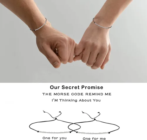 Miniatura 5 de KGBNCIE Bad Ass - Pulsera con código morse, regalo para ella, cuentas de plata de ley en cordón de seda, regalo inspirador para ella