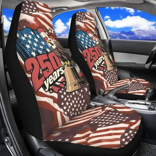 Miniatura 2 de 250 Years Car Seat Covers Set of 2 Eagle Flag Car Seat Cover Protector Front Seats Patriotic Auto Interior Accessories Stretch Polyester Fabric