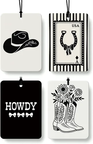 Miniatura 14 de Ambientador de coche bohemio occidental, 4 piezas con aroma a coco, calaveras de vaca Howdy, rodeo, vaquera, accesorios de coche, decoración