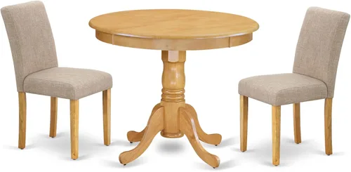 Miniatura 24 de East West Furniture ANAB3-AWA-05 - Juego de mesa de comedor moderno de 3 piezas, incluye una mesa de cocina redonda con pedestal y 2 sillas