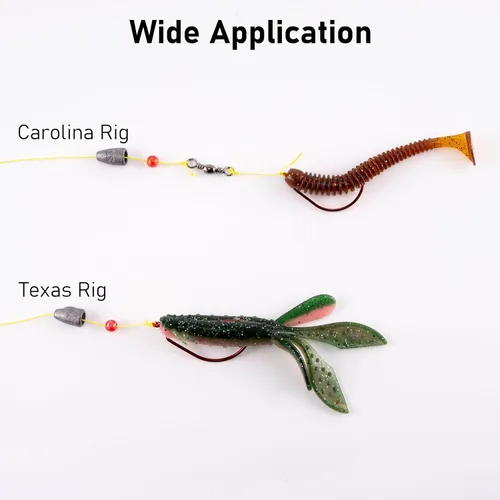 Miniatura 6 de Dr.Fish EWG - Ganchos para pesca de lubina, extra ancho, para pesca de agua dulce, carolina/Texas Rig Rojo