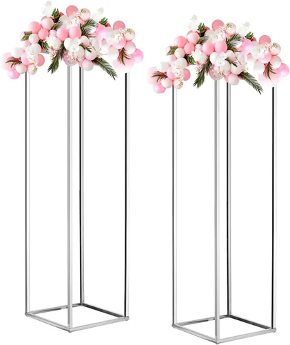 Miniatura 9 de MECCANIXITY Columna de jarrón de flores de boda, soporte de metal para flores de 15.7 pulgadas de alto, para decoración de bodas, fiestas, cenas