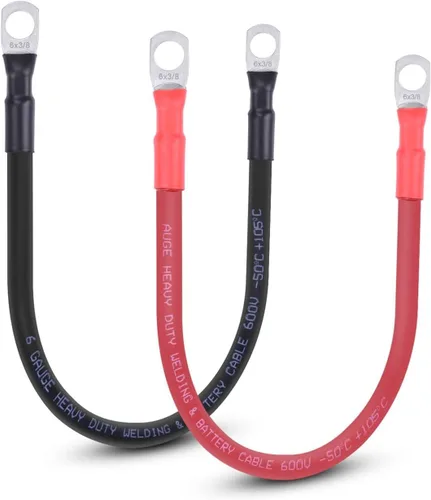 Miniatura 12 de Cable de batería flexible de 1/0 AWG con terminales de 3/8" - Alambre de cobre puro OFC para inversor y soldadura para automotriz, solar, RV