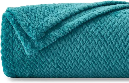 Miniatura 31 de NEWCOSPLAY Manta de Tiro Súper Suave Aqua Franela Sedosa Premium Fleece con Patrón de Hojas Ligera Manta de Cama para Uso en Todas las Estaciones