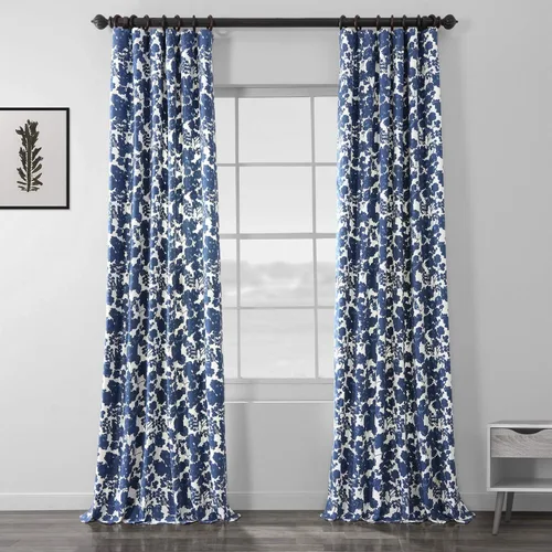Miniatura 13 de HPD Half Price Drapes Cortinas florales de algodón de lujo con estampado de 84 pulgadas de largo (1 panel), modernas cortinas de oscurecimiento