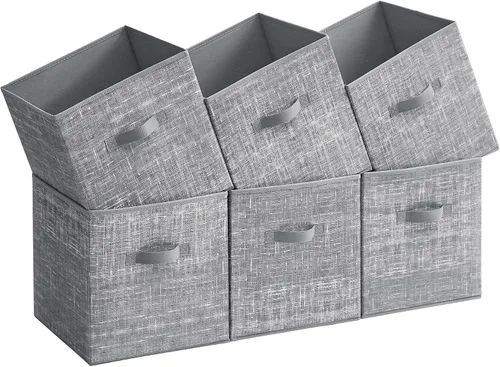 Miniatura 24 de SONGMICS - Cubos de almacenamiento de 11 pulgadas, contenedores de tela no tejida con asas dobles, juego de 6, organizadores de armario